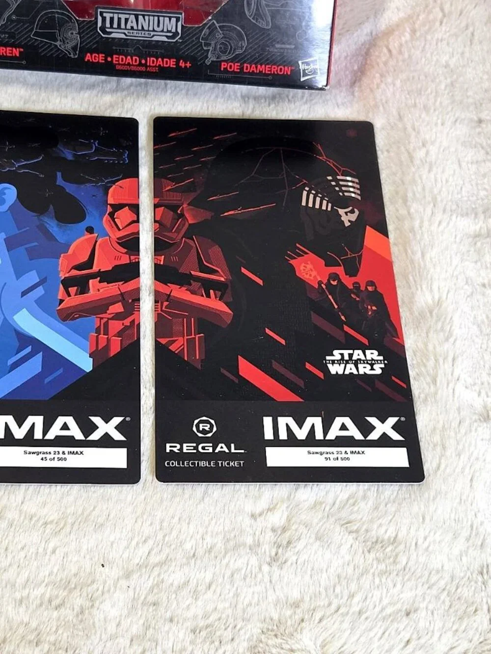 Star Wars Black Series Helmets - Poe & Kylo Ren - & 2 Collectible Movie Tickets